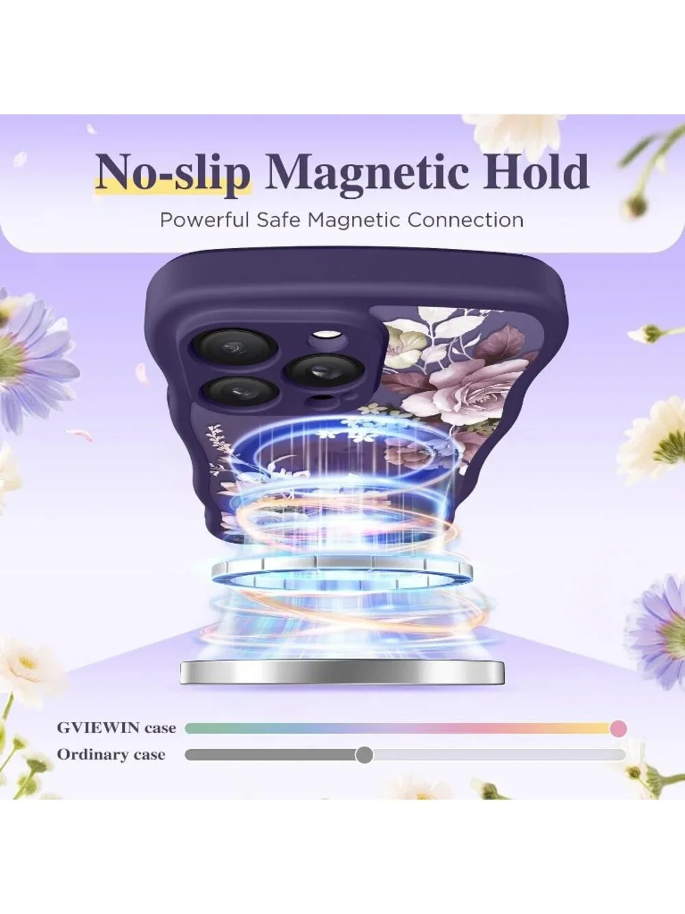 iPhone 14 Pro Cherry Blossoms/Deep Purple Compatible MagSafe Translucent Case